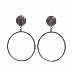 Pave Diamond Dangle Earrings 925 Sterling Silver Wedding Jewelry Supplier