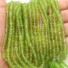 Peridot Faceted Roundel Beads,Handmade,Loose Stone,Necklace Manufacturer