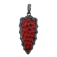 Silver Gemstone Jewelry Jasper Carving Arrowhead Pendant, 925 Necklace Exporter