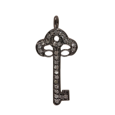 Natural Pave Diamond Key Charm Pendant Handmade 925 Sterlin Charms Pendant Maker