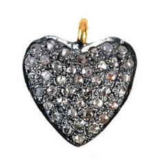 925 Sterling Silver Pave Diamond Small Heart Charm Pendant Maker