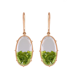 Solid 18kt Gold Baguette Peridot Gemstone Jewellery Shaker Earrings Supplier