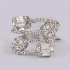 18k White Gold Baguette Cut Diamond Wrap Design Rings Diamond