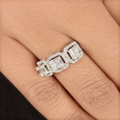 Wholesale Baguette Jewelry 18k White Gold Diamond Baguette Rings Diamond