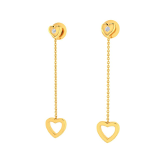 Natural Diamond Heart Design Chain Stud Earrings Manufacturer