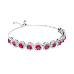 Ruby Glass Filled Bolo Slider Tennis Bracelet, Clarity Moissanite Manufacture