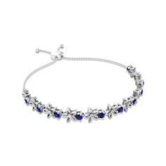 Floral Blue Sapphire Bolo Bracelet, Diamond Half Tennis Bracelet Manufacture