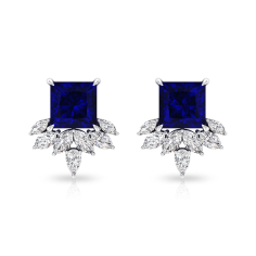 Natural Princess Cut Blue Sapphire Studs, Pear Marquise Diamond Manufacturer