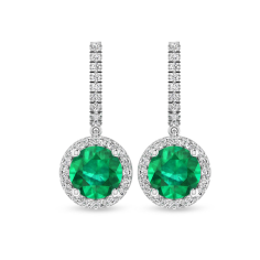 Zircon and Lab Created Emerald Wedding Drop Earrings Manufacturer