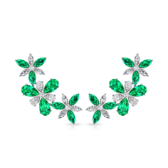 Lab Created Emerald and Zircon Cluster Earrings Manufacturer