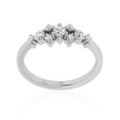 Cluster Minimalist Diamond Ring, 14k White Gold Engagement Ring Manufacture