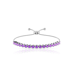 Round Amethyst Bolo Bracelet, Classic Gemstone Adjustable Bracelet