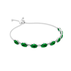 Dainty Emerald Bolo Bracelet, Adjustable Birthstone Link Bracelet