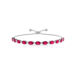 Ruby Gemstone Bolo Bracelet , Color Clarity Round Diamond Manufacture