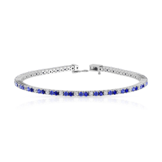 Blue Sapphire Diamond Tennis Bracelet, Prong Set Gemstone Manufacture