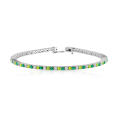 Round Emerald Peridot Tennis Bracelet Gold Gemstone Bracelet Manufacture