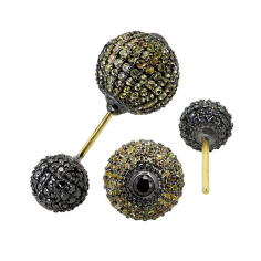 925 Sterling Silver Yellow Sapphire Ball Stud Earrings Manufacturer