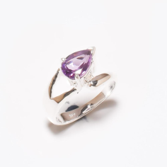 Wholesale Magnificent Indian Design Sterling Silver 925 Pear Shape Amethyst Ring