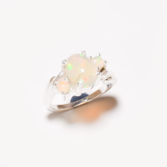 Wholesale  925 Sterling Silver Oval Shape Opal Gemstone Rings