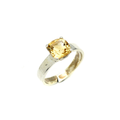 Wholesale Citrine Natural Cushion Shape Gemstone Silver Ring