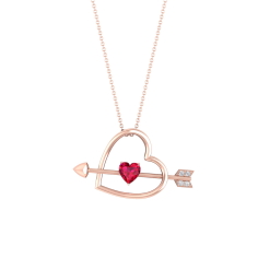 Heart Arrow Pendant Necklace, Heart Shape Ruby Diamond necklace Manufacture