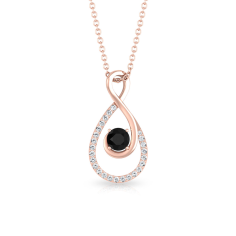 Black Diamond Infinity Pendant, Tear Drop Knot Charm Necklace Manufacture