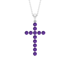 Lab Created Lavender Amethyst Pendant Cross Necklace for Women Manufacturer