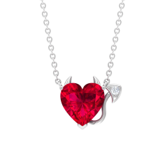 Lab Created Ruby Heart Necklace with Zircon Devil Necklace Manufacturer