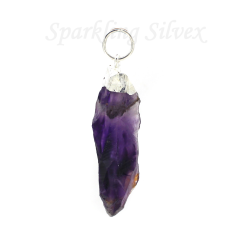 Wholesale  African Amethyst Natural Shape Silver Electroplating Pendant