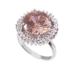 Wholesaler 925 Sterling Silver Morganite Cubic Zirconia Gemstone Handmade Ring