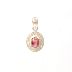 Wholesale  Beautiful 925 Sterling Silver With Oval Shape Pink Tourmaline Pendant