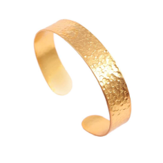 18K Gold Plated Cuff Bracelet Hammered Brass Raw Bracelet Supplier