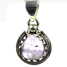 925 Sterling Silver Pendant : Natural Untreated Purple Amethyst Pendant Supplier