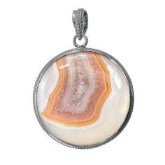 925 Sterling Silver PENDANT : Natural BOTSWANA AGATE Gemstone Pendants Supplier