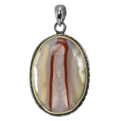 925 Sterling Silver Natural BOTSWANA AGATE Gemstone Pendant Supplier