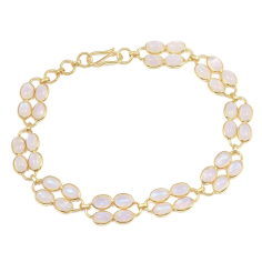 925 Sterling Silver Bezel Set Natural Rainbow Moonstone Bracelet Supplier