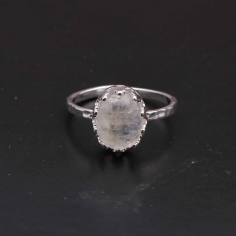 Moonstone gemstone rings oval shape silver plated rings Vendor
