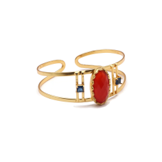 Stacking bangle oval gemstone checker cut carnelian & LBT bangle Supplier