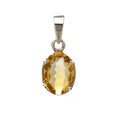 Citrine Faceted Oval Claw Setting Pendant In Sterling Silver 925 Manufacture