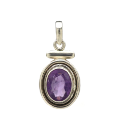 Amethyst Faceted Oval Bali Style Pendant Supplier