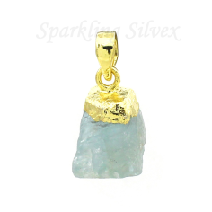 Wholesale Aquamarine Birthstone Ruff Gold Electroplated Pendant