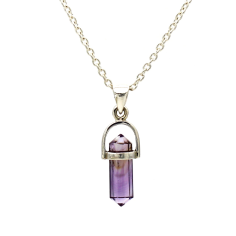 Price Amethyst Gemstone Healing Point Pencil Pendant In Silver Vendor