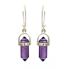 Amethyst  Natural Birthstone Drop Earring In Silver Manufacturer