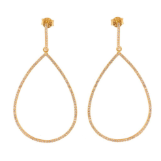 925 Sterling Silver Gold Plated Clear CZ Cubic Zirconia Earring Manufacturer