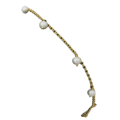 Wholesale Price Stylish Pearl Bracelet With Silver Chain In Gold Plating