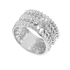 Wholesale 925 Sterling Silver White Zirconia Gemstone Rhodium Plating Ring