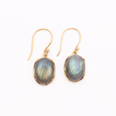 Wholesale gemstone oval shape labradorite prong setting drop earring Supplier