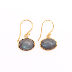 Labradorite gemstone oval shape drop earring gold plated Earrings Supplier