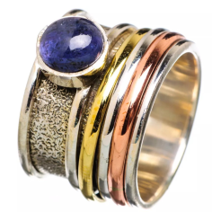 Natural Tanzanite Spinner Rings With Sterling Silver Meditations Supplier