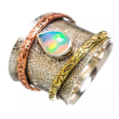 Natural Opal Gems Spinner Jewelry With Solid Sterling Silver Spinner Rings